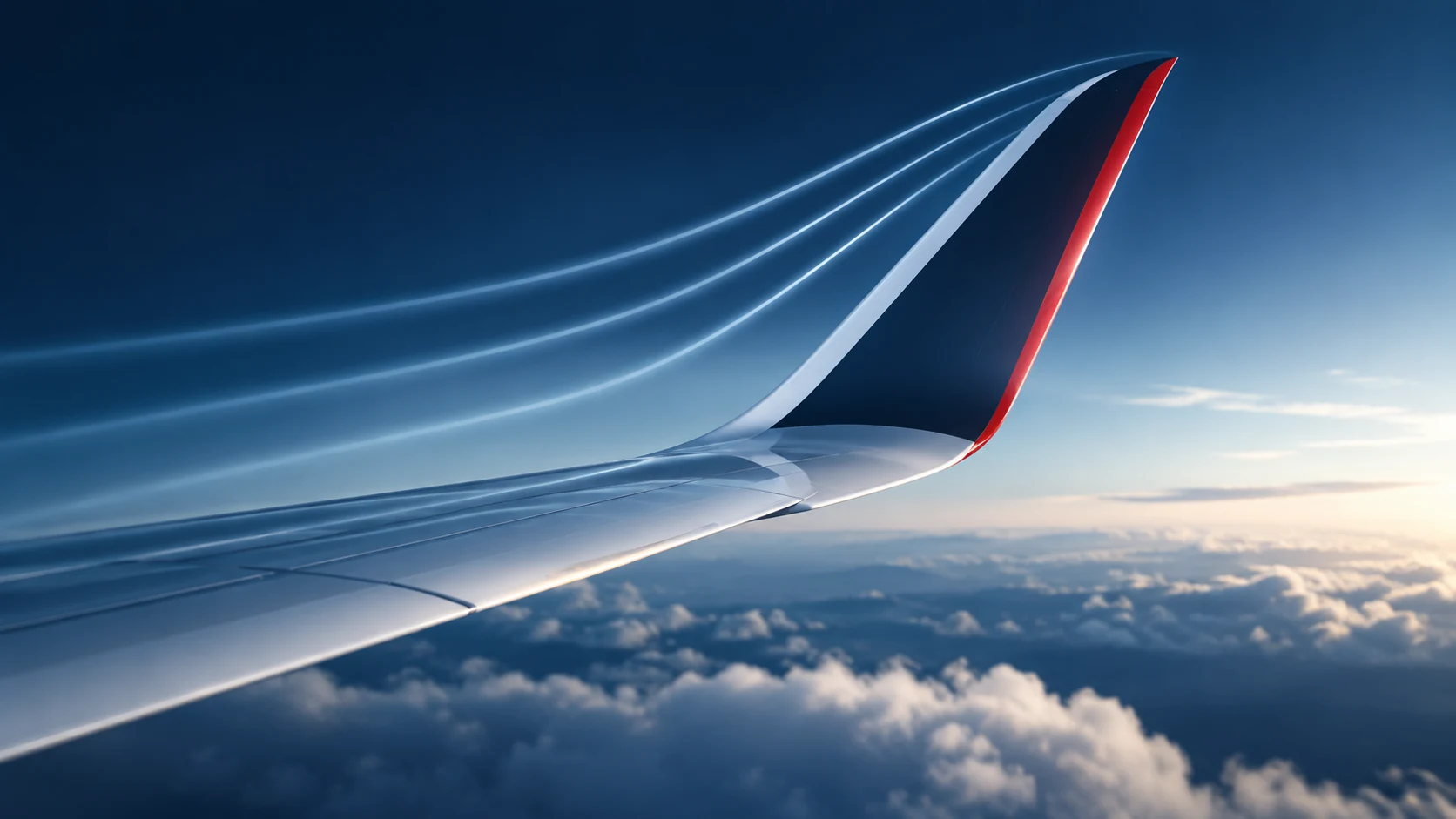 Winglet illustrating airflow and aerodynamic efficiency